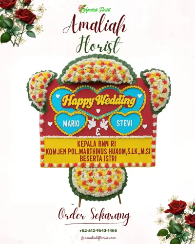 Karangan Papan Bunga Pernikahan di Ngampeldento